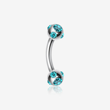 Aurora Gem Ball Curved Barbell Eyebrow Ring-Teal